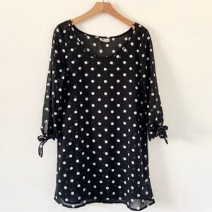 Roxy Black + White Polka Dot Sheer Dress